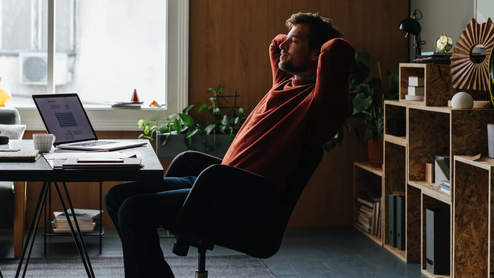 man taking a break while working