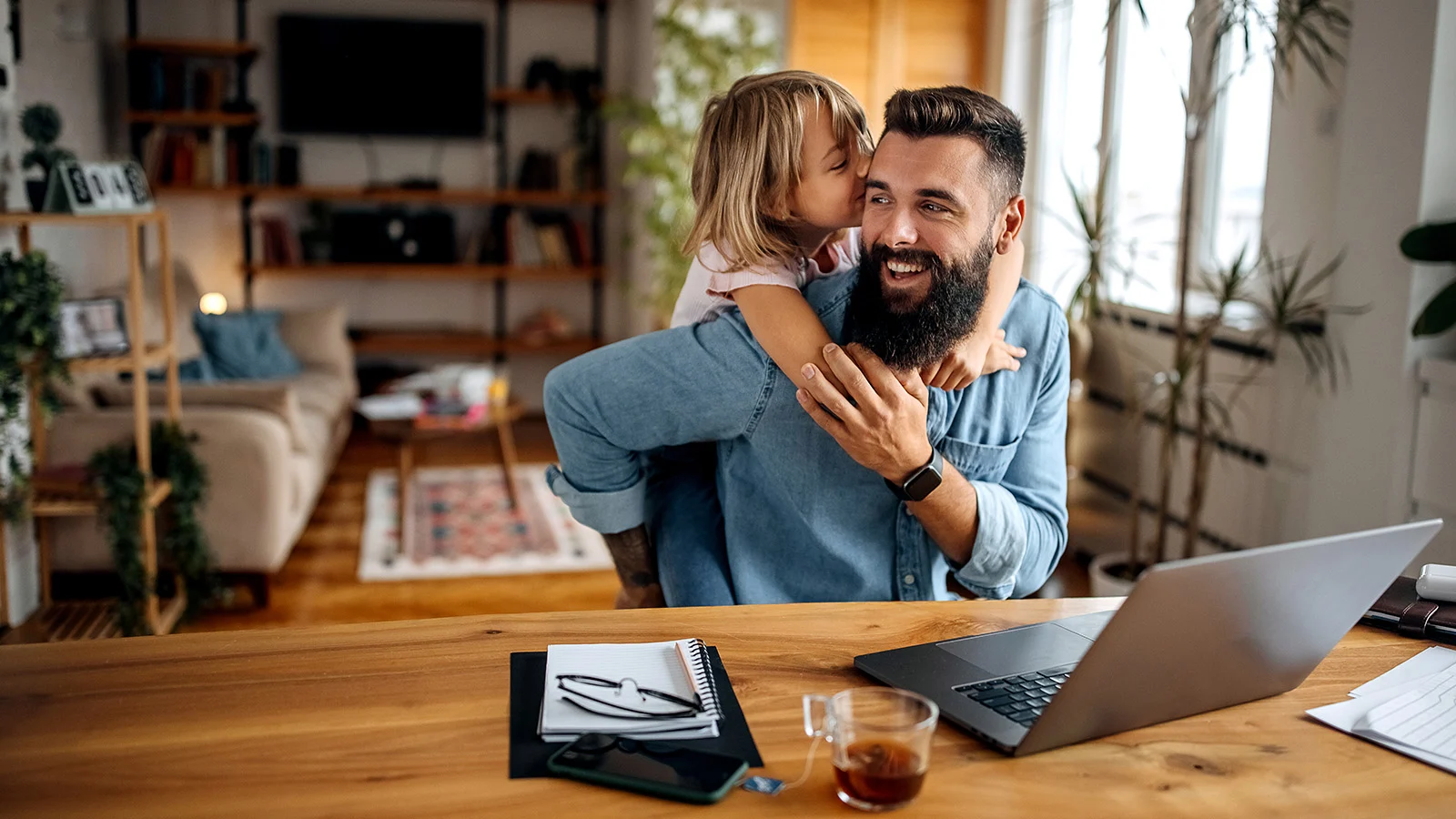 Father and daughter hugging