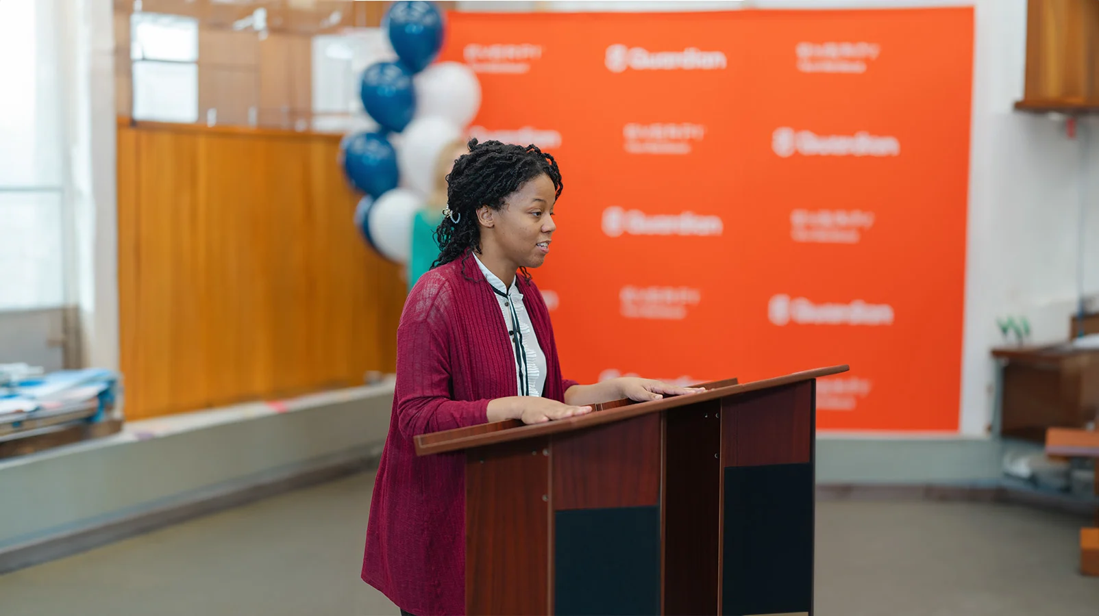 Sandra Battle speaks at a Guardian and Everfi event