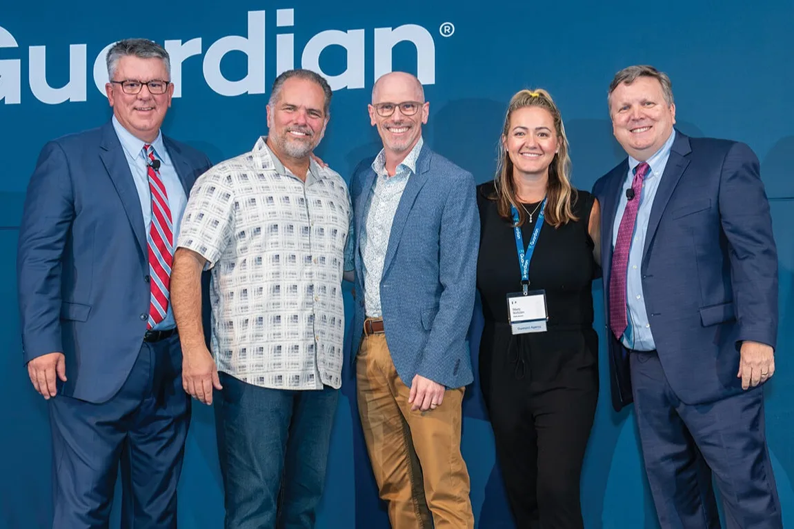 Kelly Kidwell, Eric McDermott, and Misty Weltzien of Pacific Advisors, joined by Ed Youmell on the left and Larry Hazzard on the right