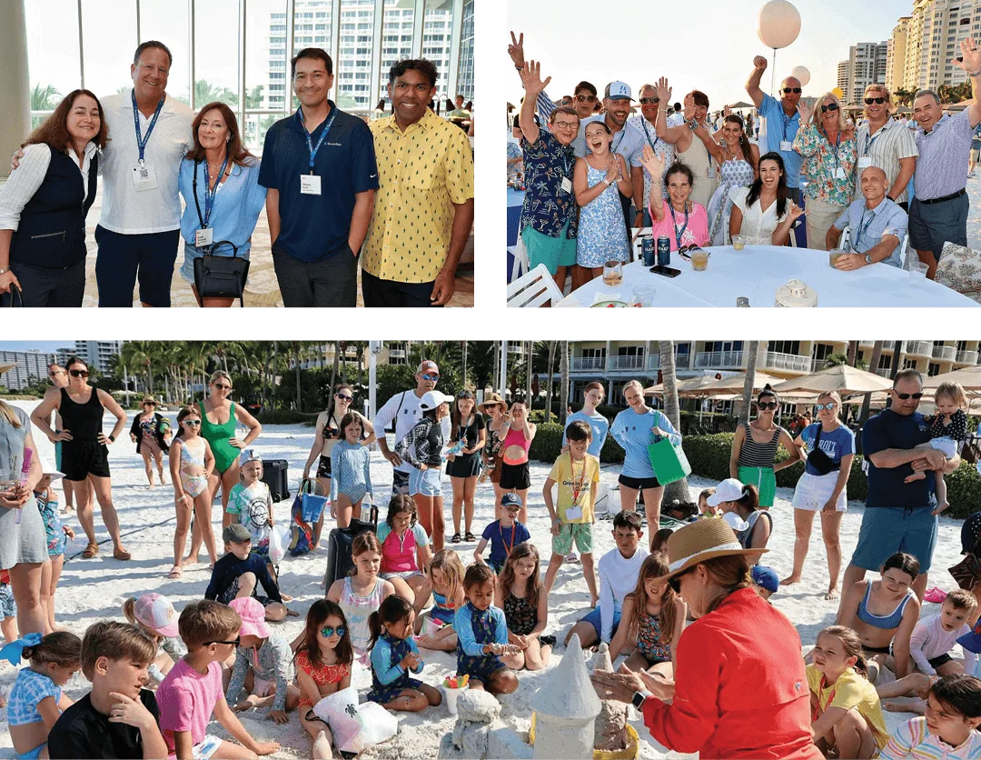 three photo collage of Leaders Club attendees at various events