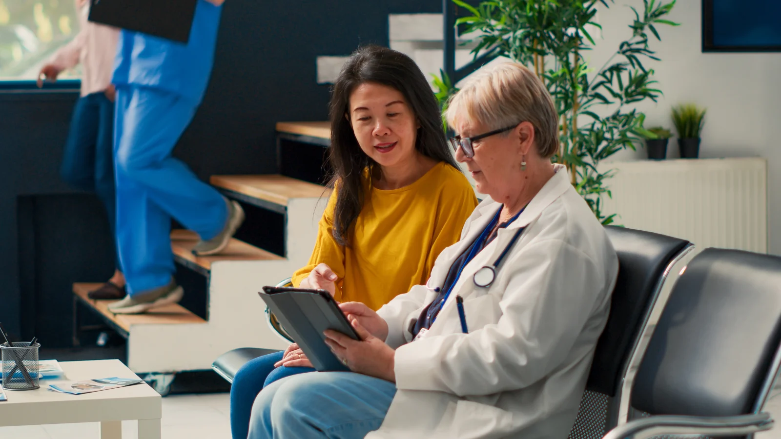 Woman consulting with a nurse.