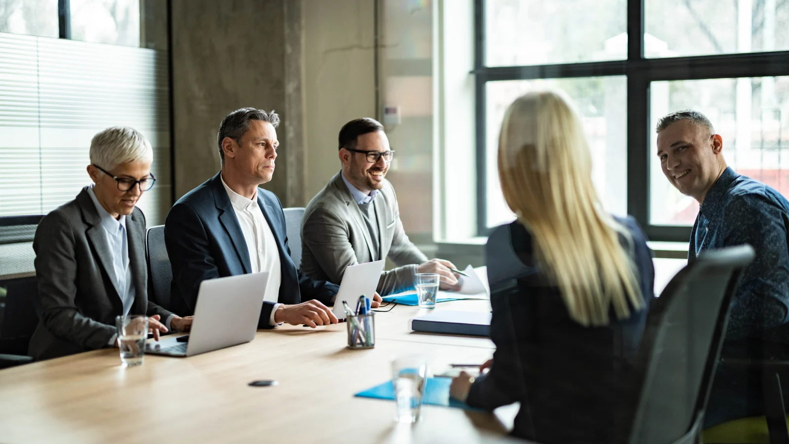 Business colleagues talking on a meeting