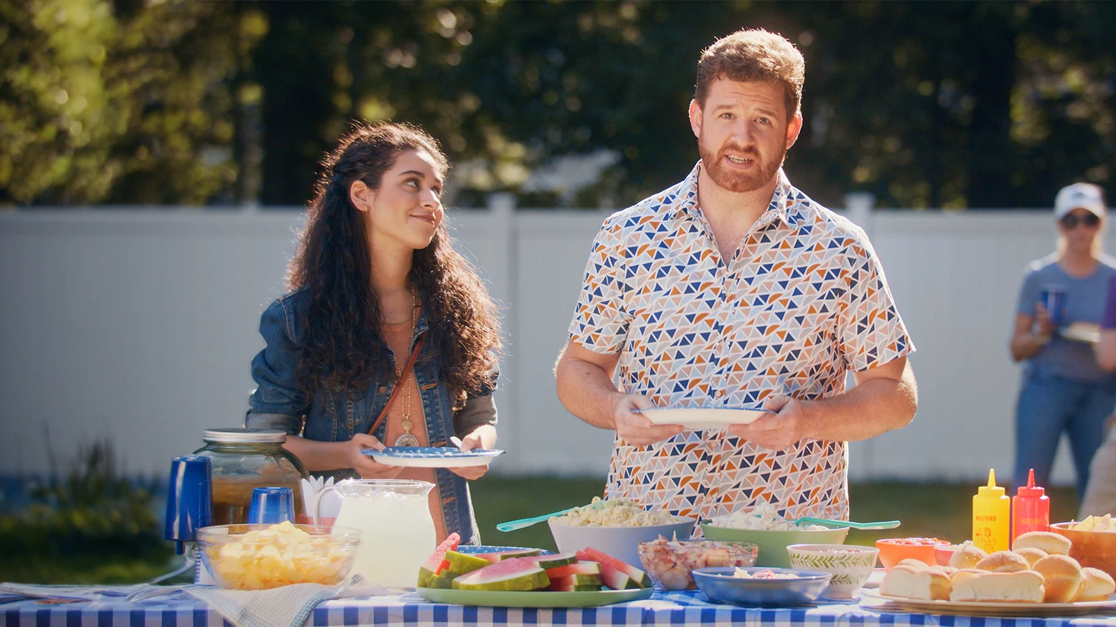 Dan from simply put talking to the camera at a bbq