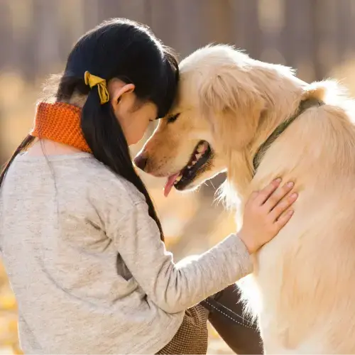 Dog and kid