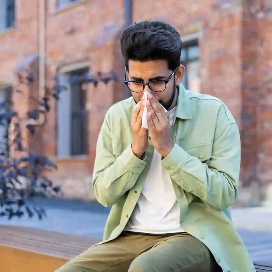 A man sneezing