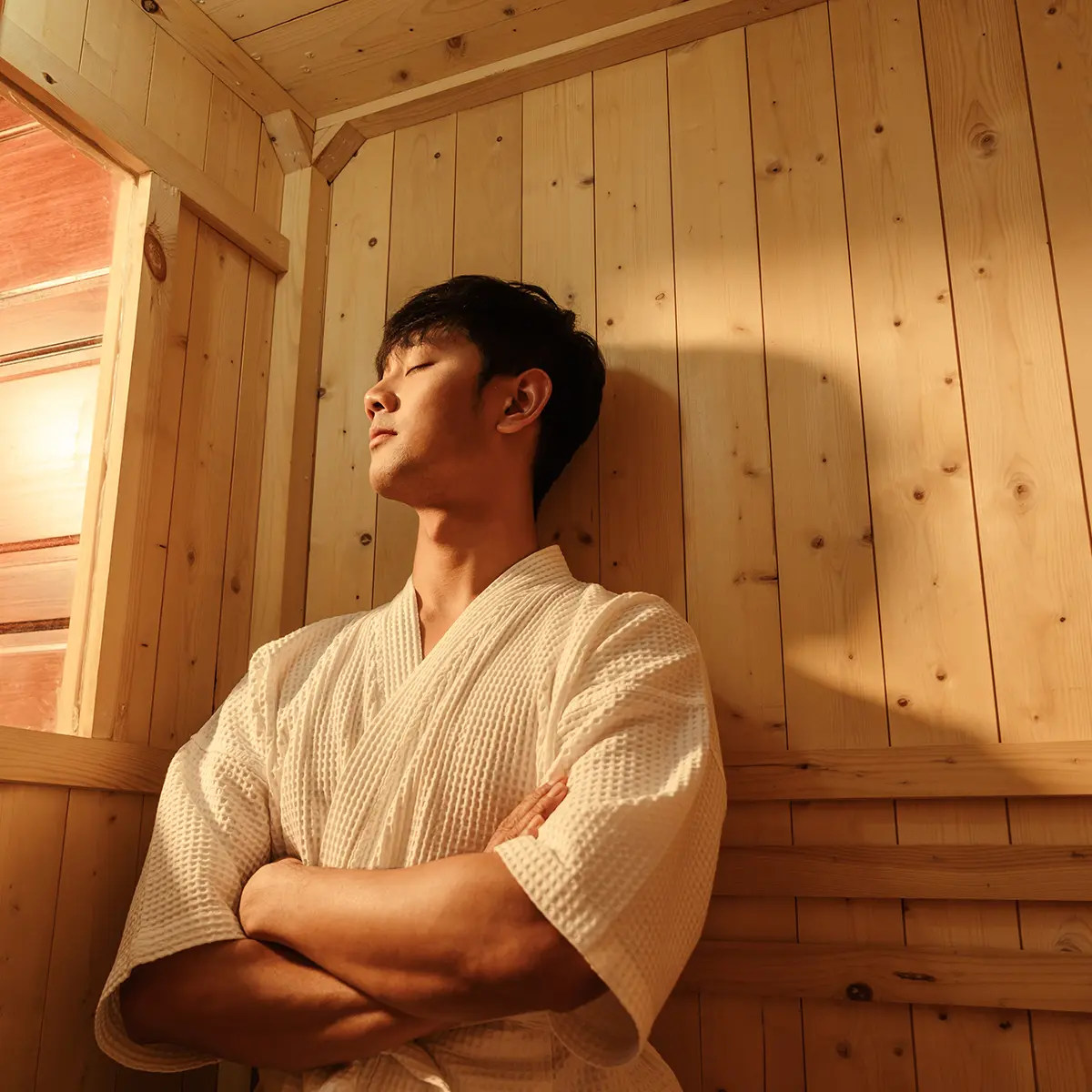 A man in a sauna