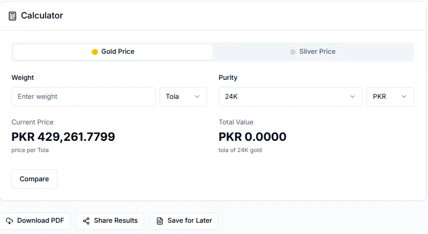Orotracker metal price calculator with comparing option.