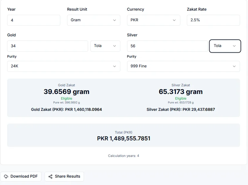 Orotracker Zakat calculator for gold and silver with realtime price