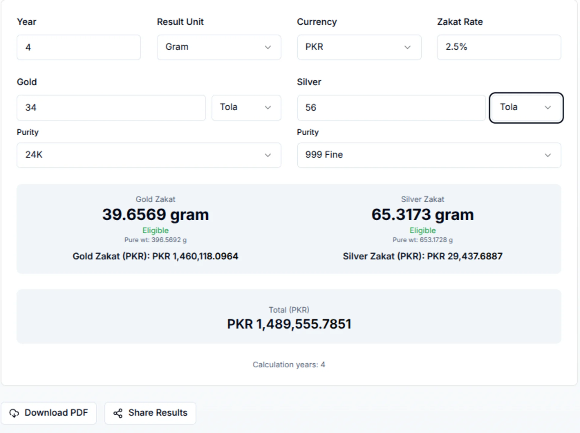 Orotracker Zakat calculator for gold and silver with realtime price
