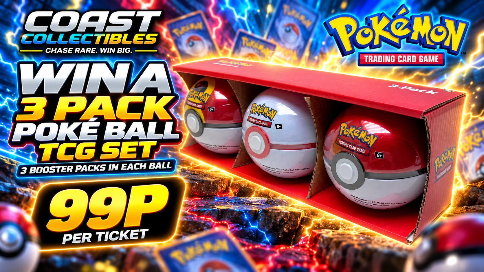 Pokémon TCG 3-Pack Poké Ball Tin Set