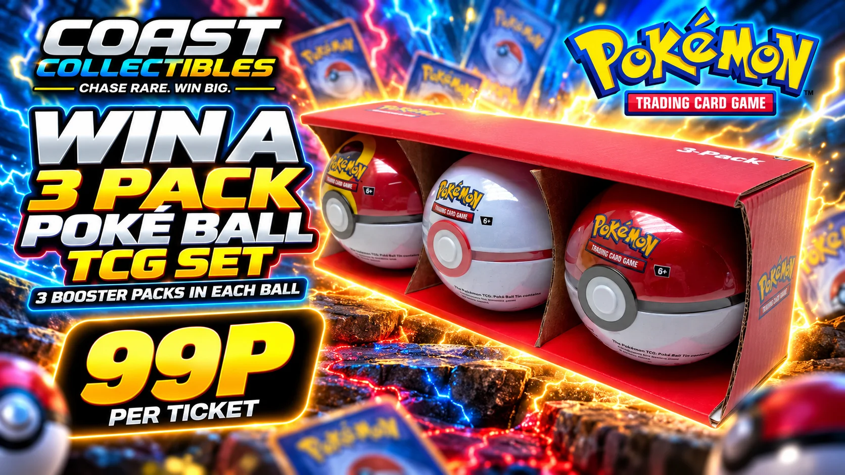 Pokémon TCG 3-Pack Poké Ball Tin Set