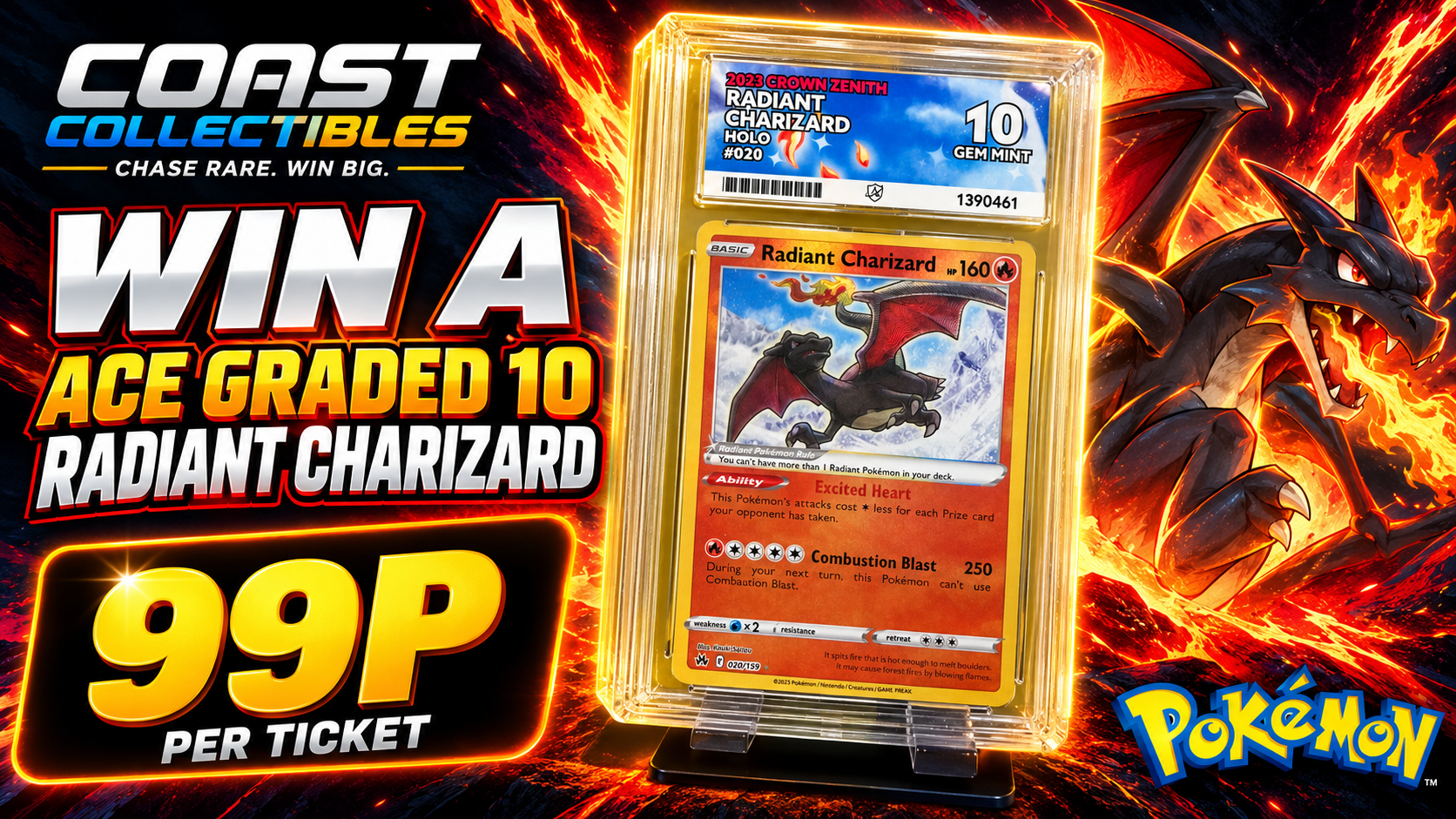 ACE Graded 10 Radiant Charizard – Crown Zenith