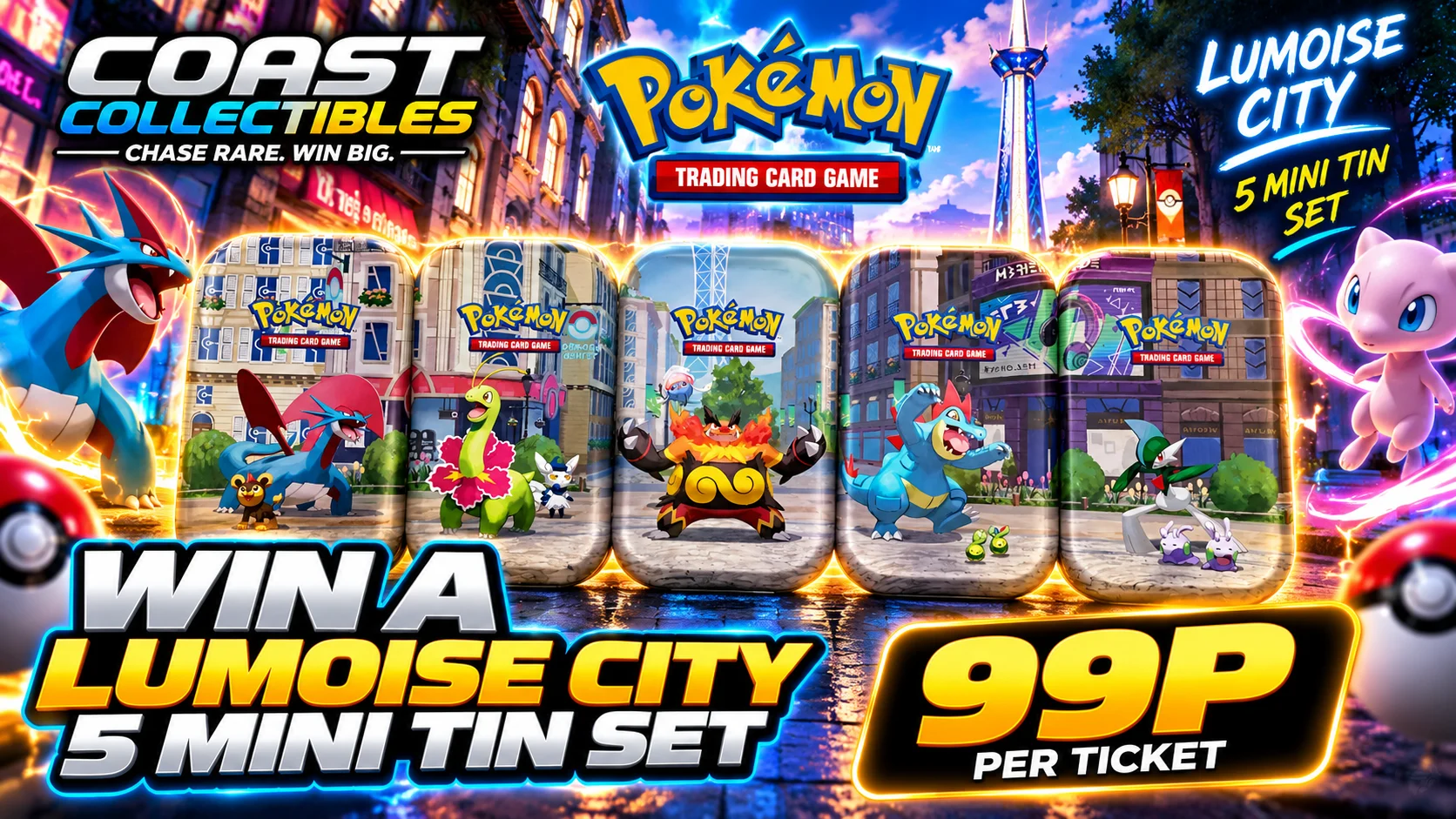 Pokémon Lumiose City Complete 5 Mini Tin Set