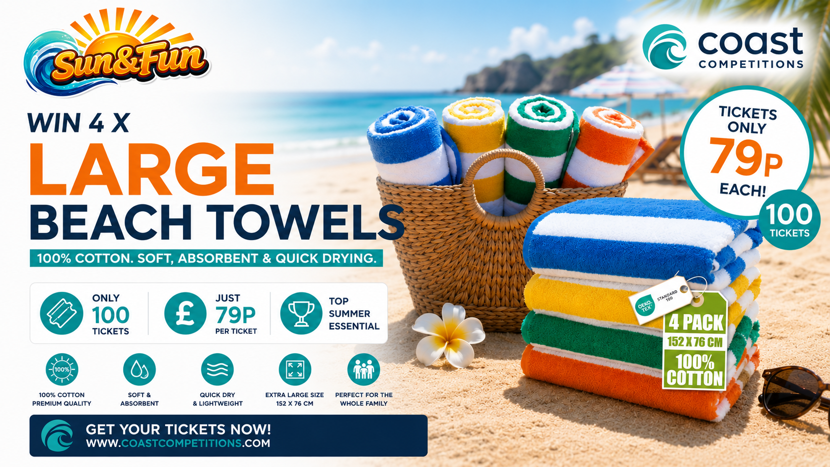 Four Utopia Cabana Stripe Beach Towels