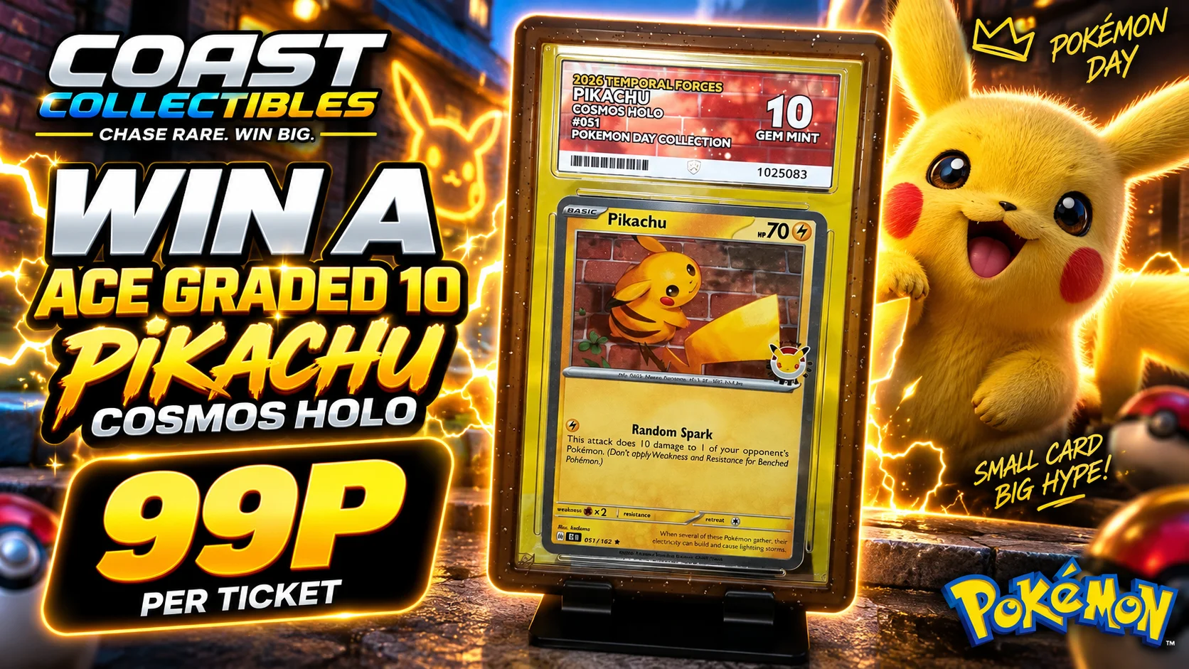 ACE Graded 10 Pikachu – Pokémon Day Cosmos Holo