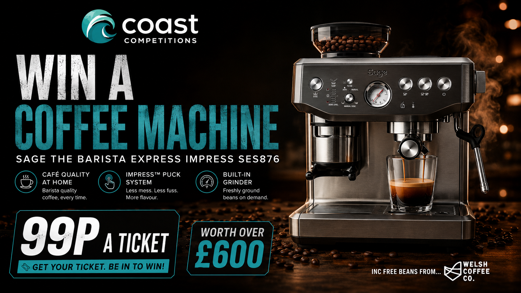 Sage Barista Express Impress SES876 Coffee Machine