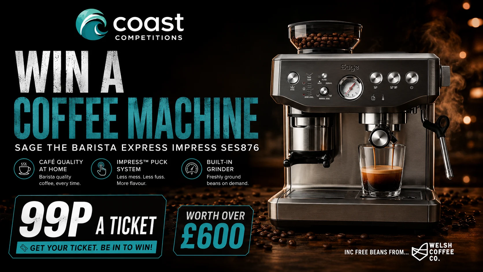 Sage Barista Express Impress SES876 Coffee Machine