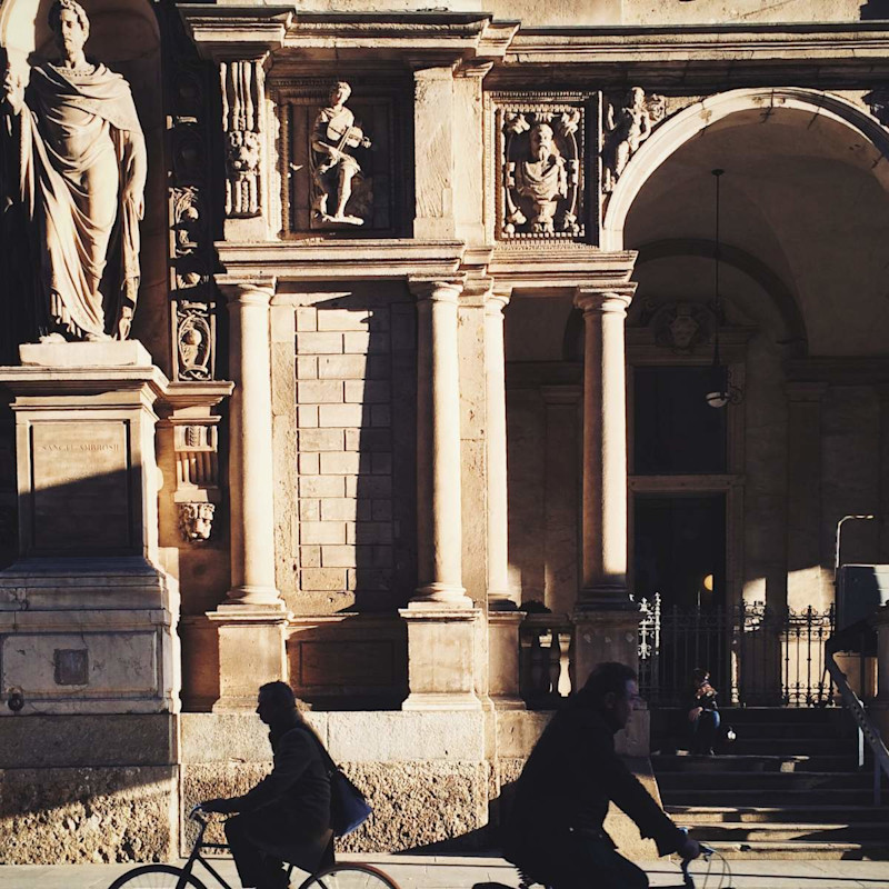 Cyclists on Milan street