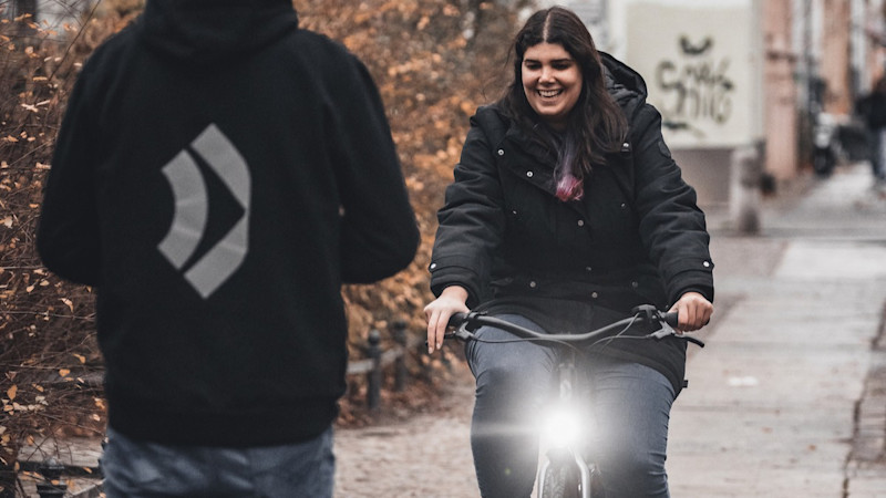 Woman trialing the Dance One ebike