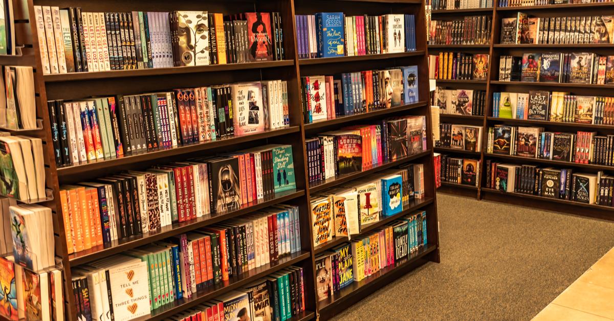 books on shelves at a bookstore