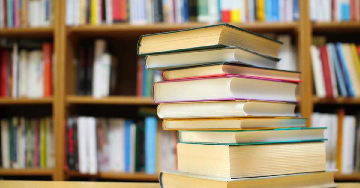 Stack of books in a bookstore