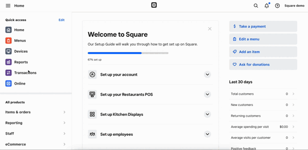 Create a device code on your Square Dashboard to sign into RST mobile POS.