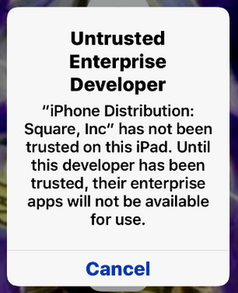 Untrusted Enterprise Developer iPhone message