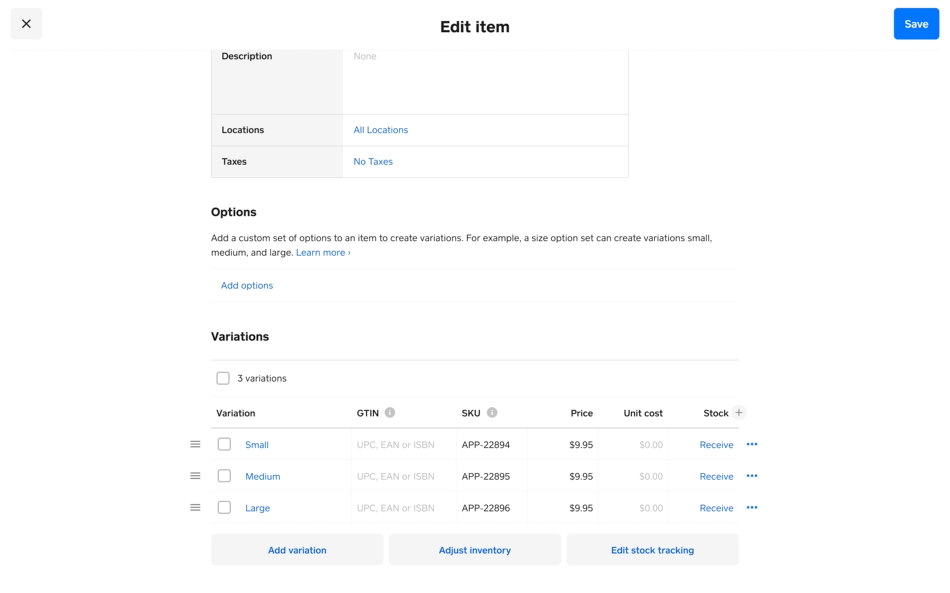 Adjust Inventory per variation on Dashboard