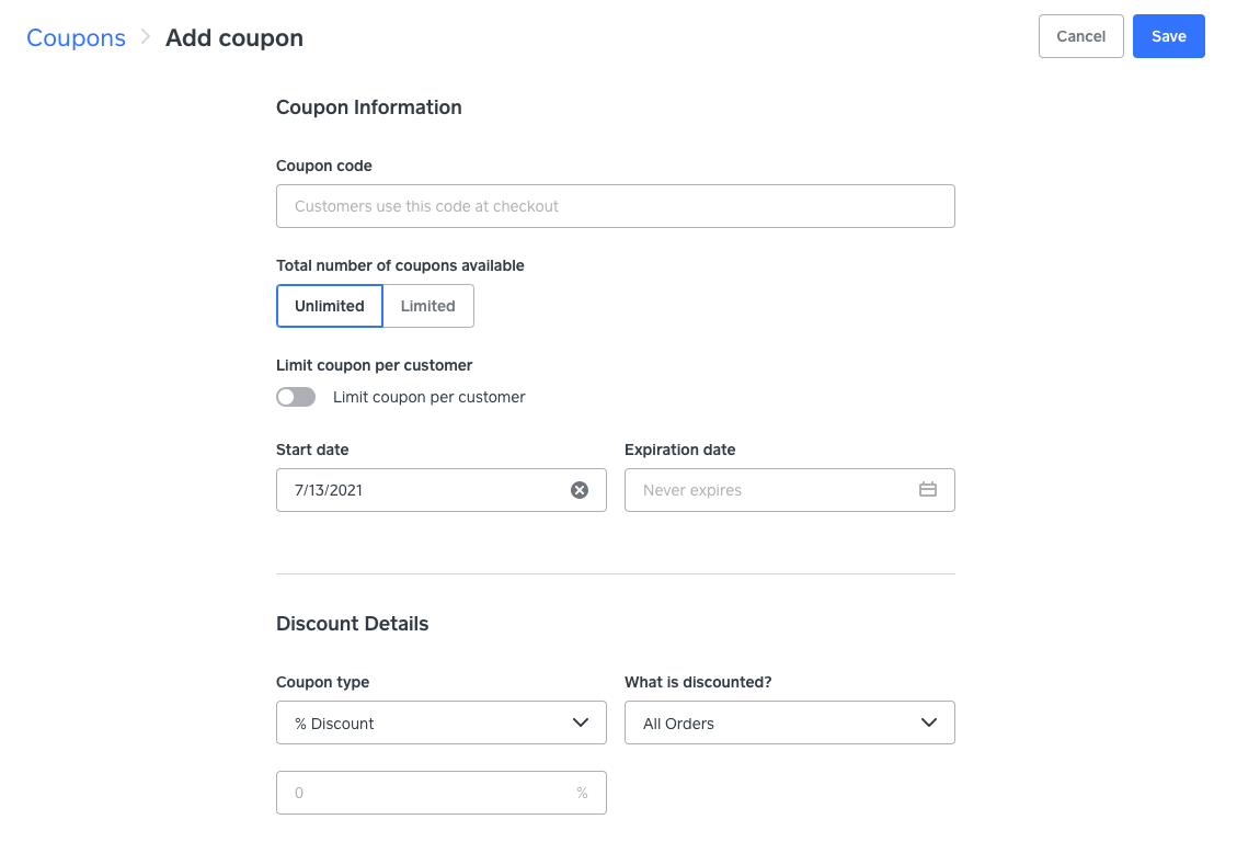 Create Online Discounts with Coupons for Square Online Square Support