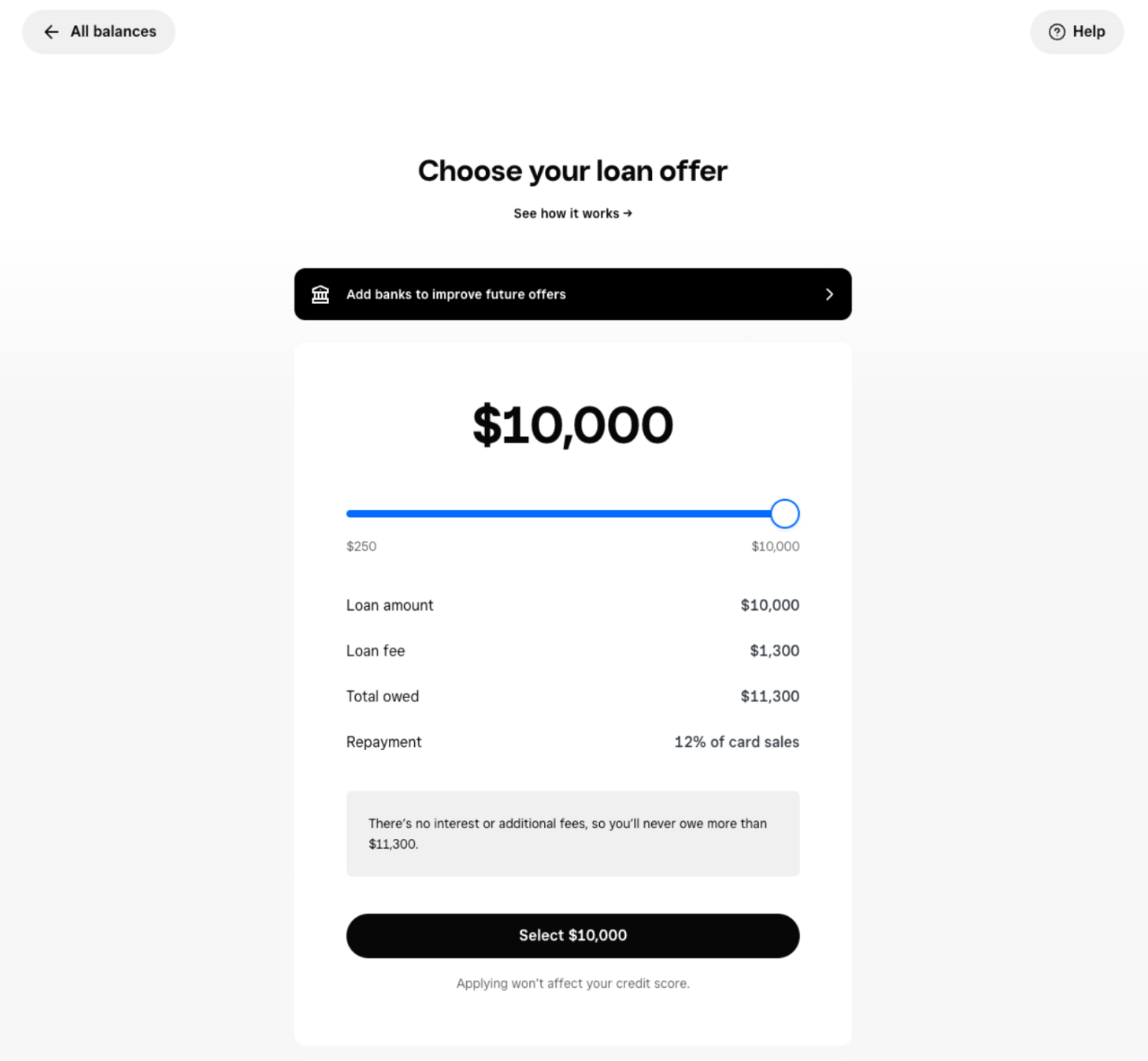 Loans Dashboard - Offer