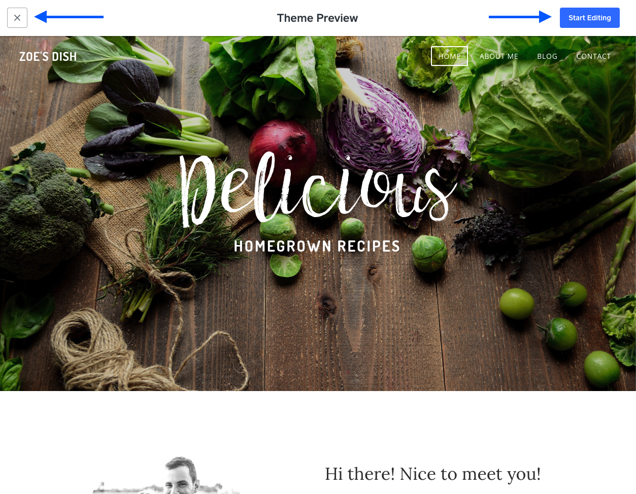 Weebly Theme preview screen
