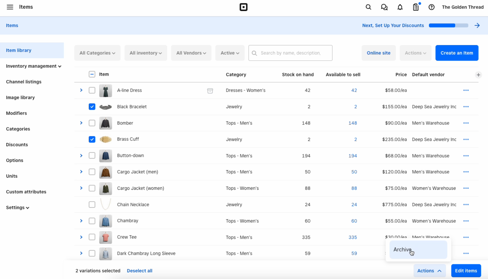 Archive Items from Square Dashboard and Square for Retail | Square ...