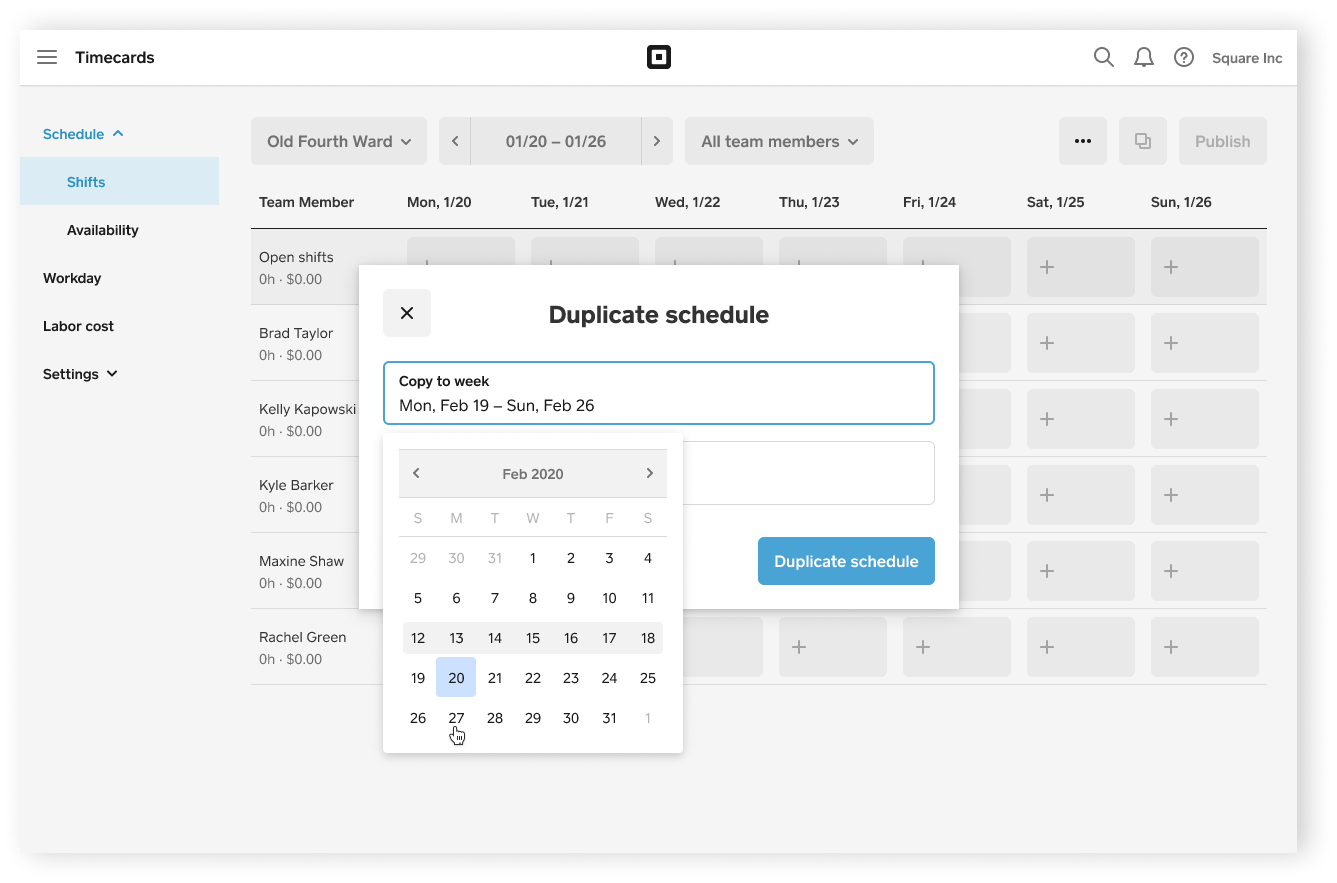 Shift Scheduling Duplicate