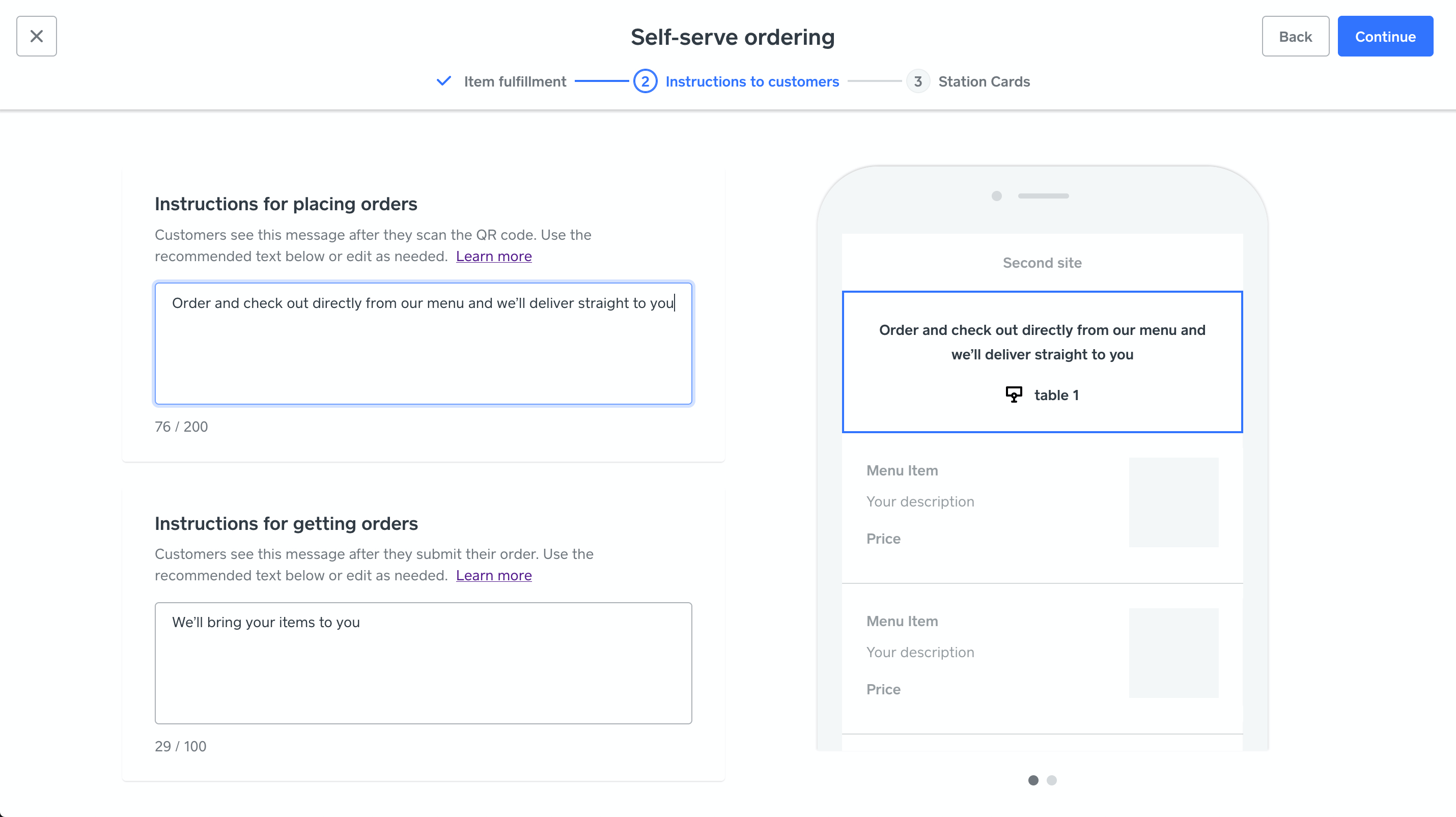 Set Up Self Serve Ordering And Qr Codes With Square Online Square Support Center Gb