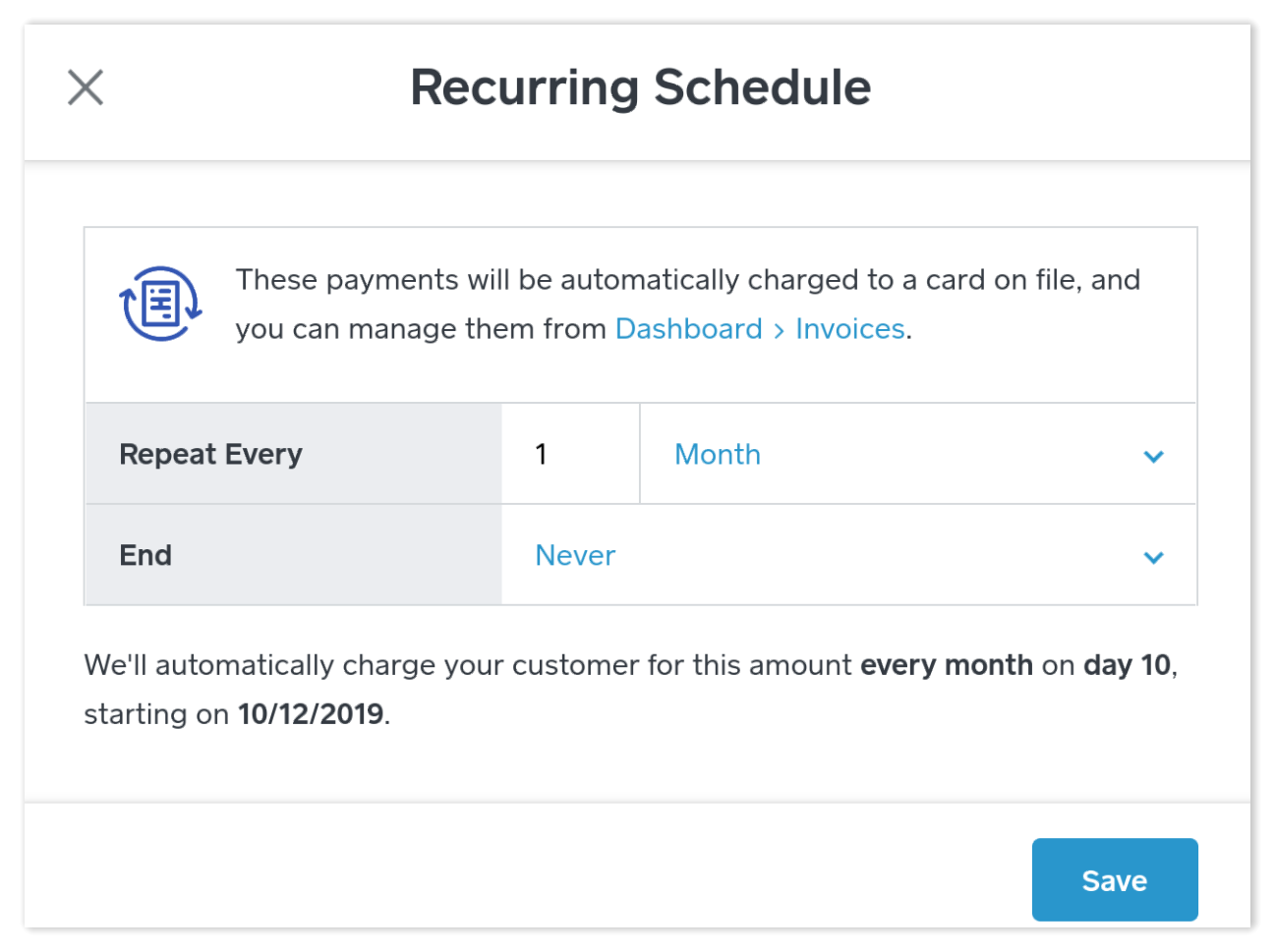 Set Recurring Payments Cadence in Virtual Terminal