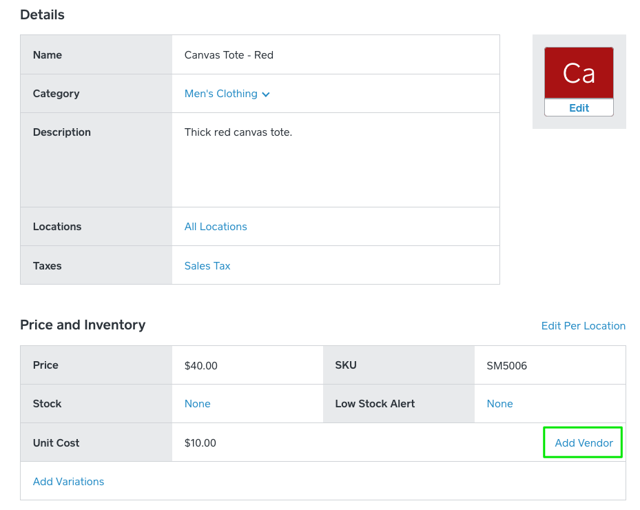 Manage Vendors With Square For Retail Square Support Center Us