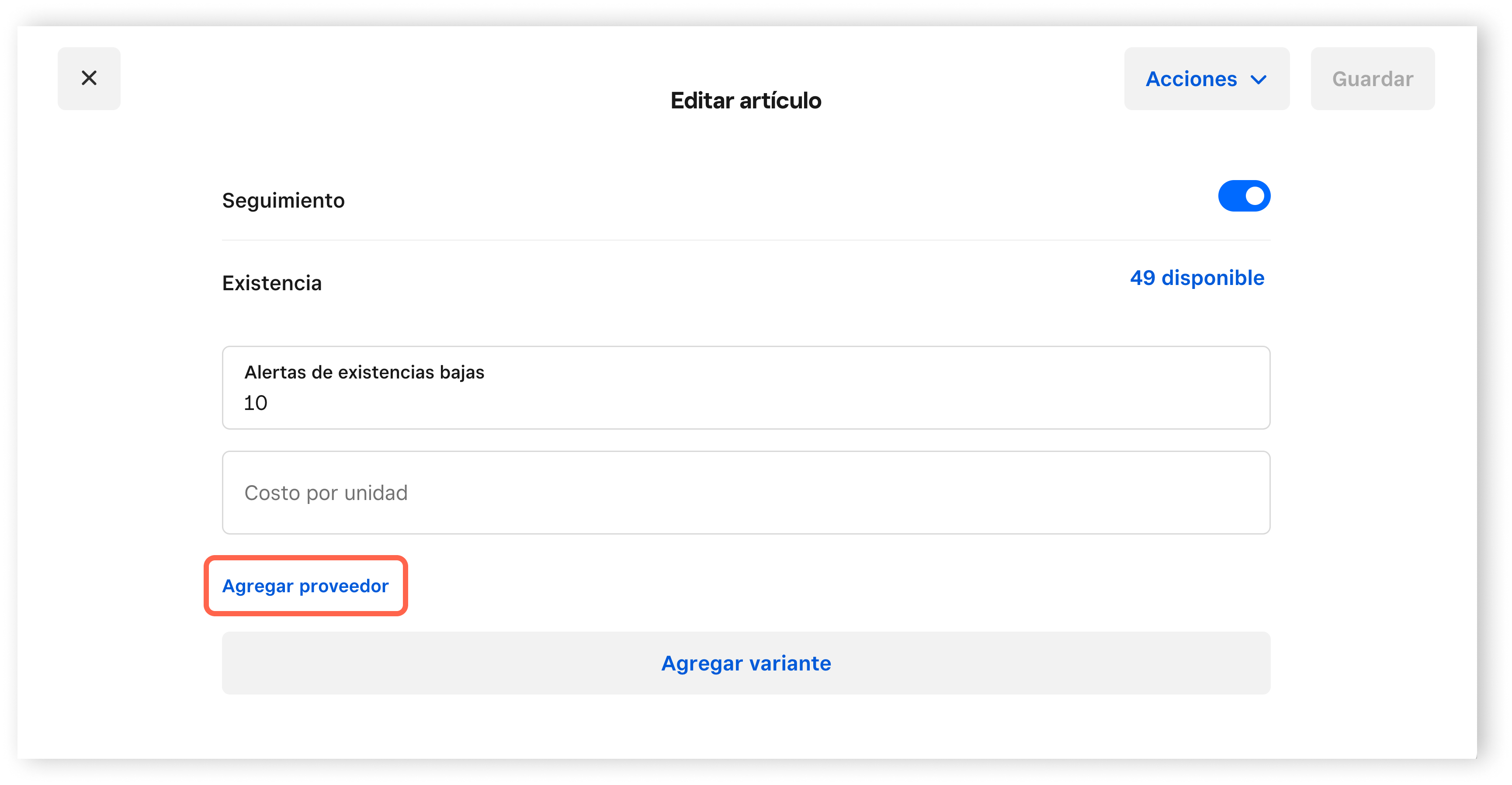 Square Inventory Management - Create Vendor - Dashboard - EN