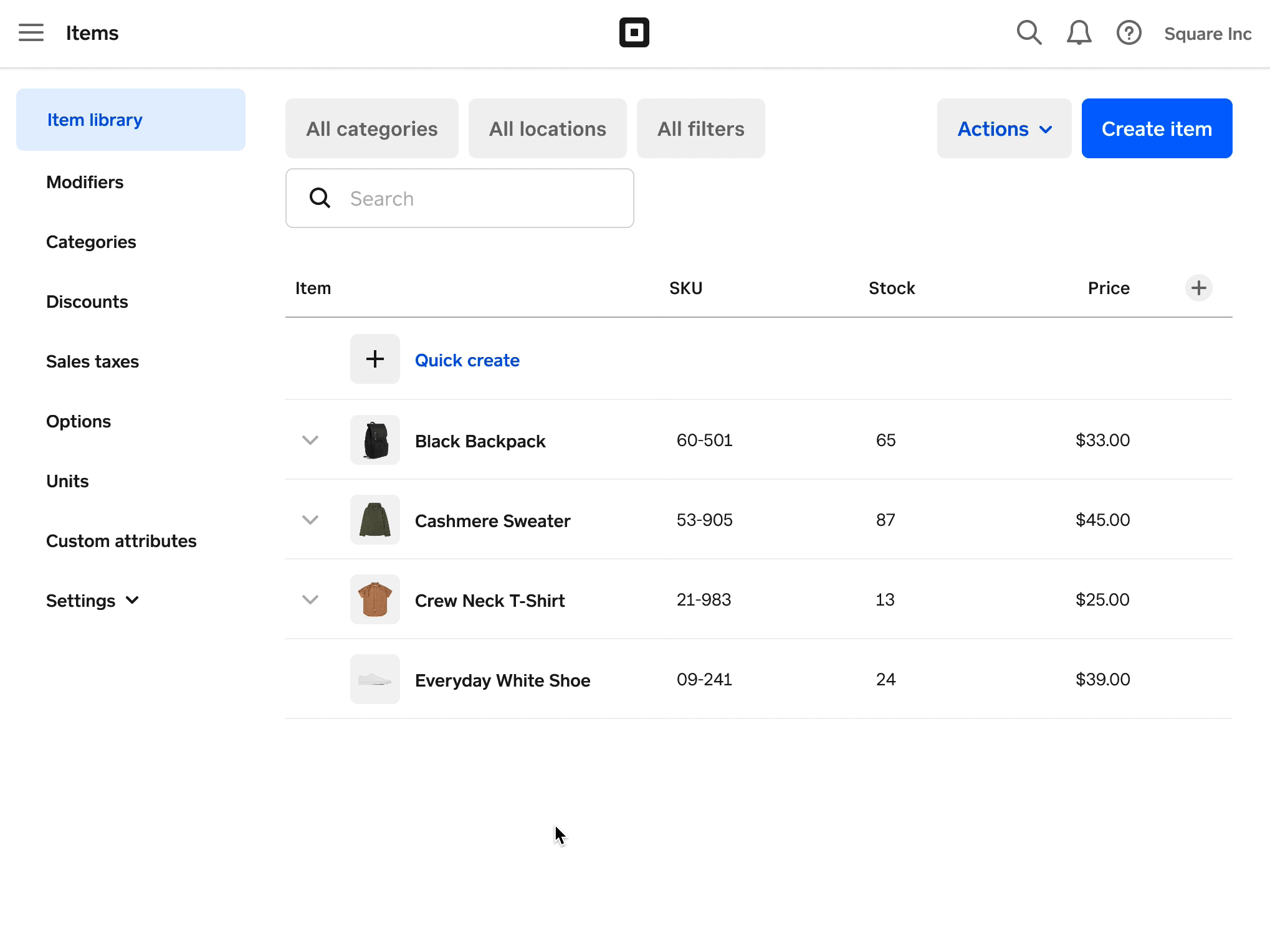 Add Items and Categories to Square Online in the Site Editor