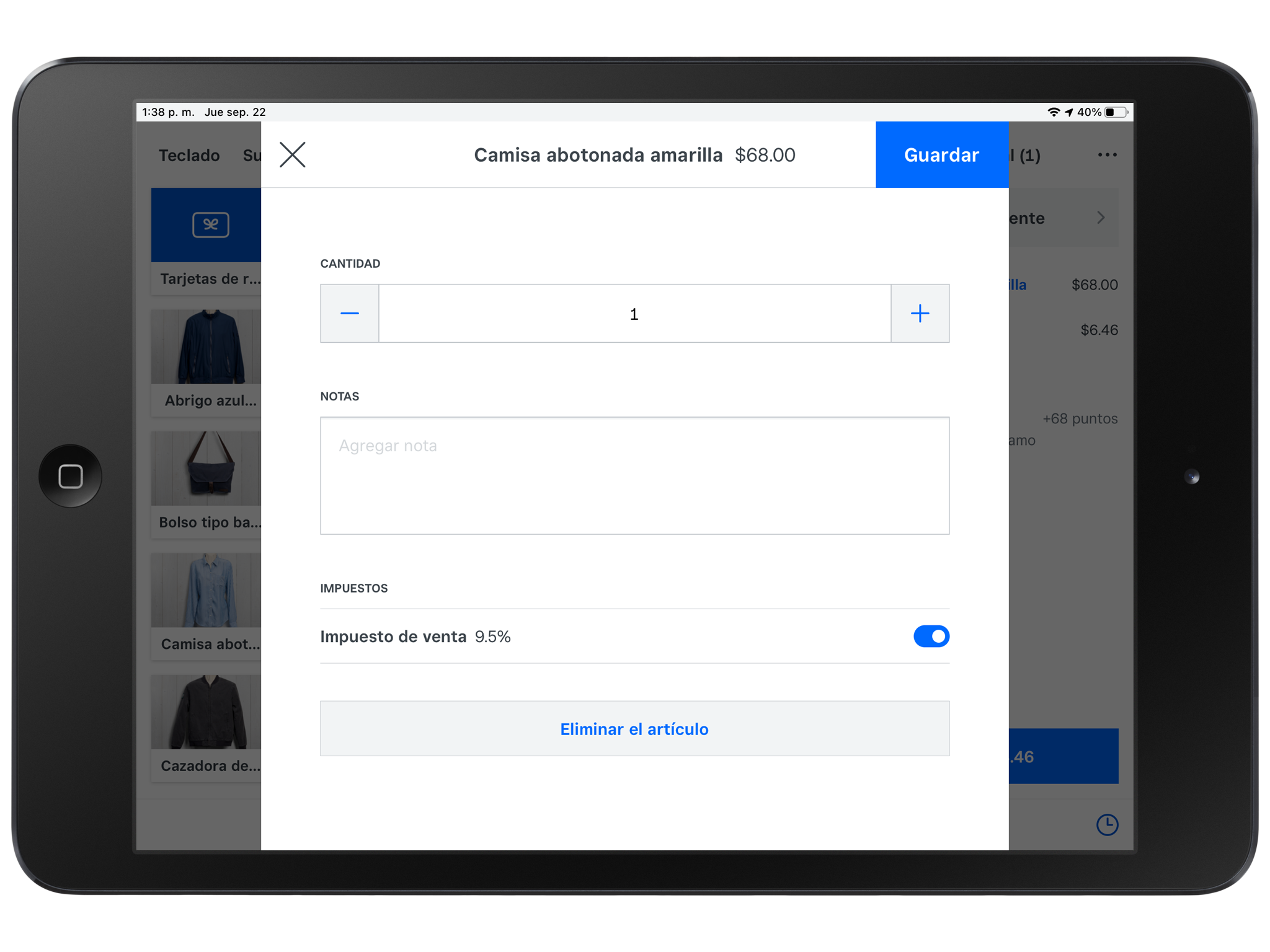 Select an item from your shopping cart to add a note
