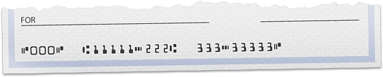 Cheque showing transit and account number