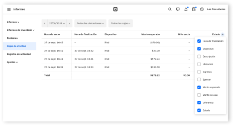 Square Cash Drawer Management - es-US