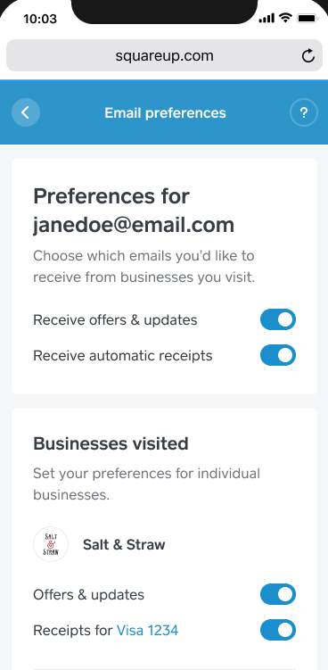 Square Profile Unsubscribe Email