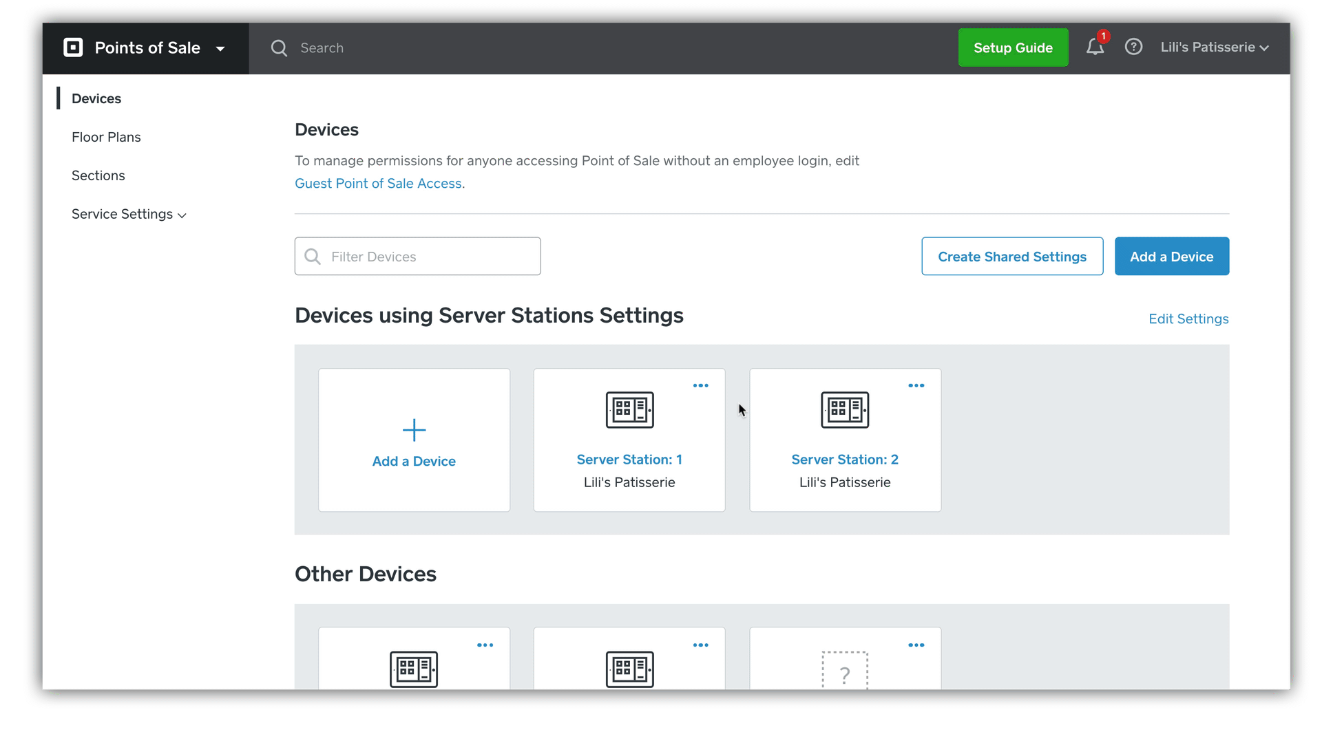 Shared Device Settings