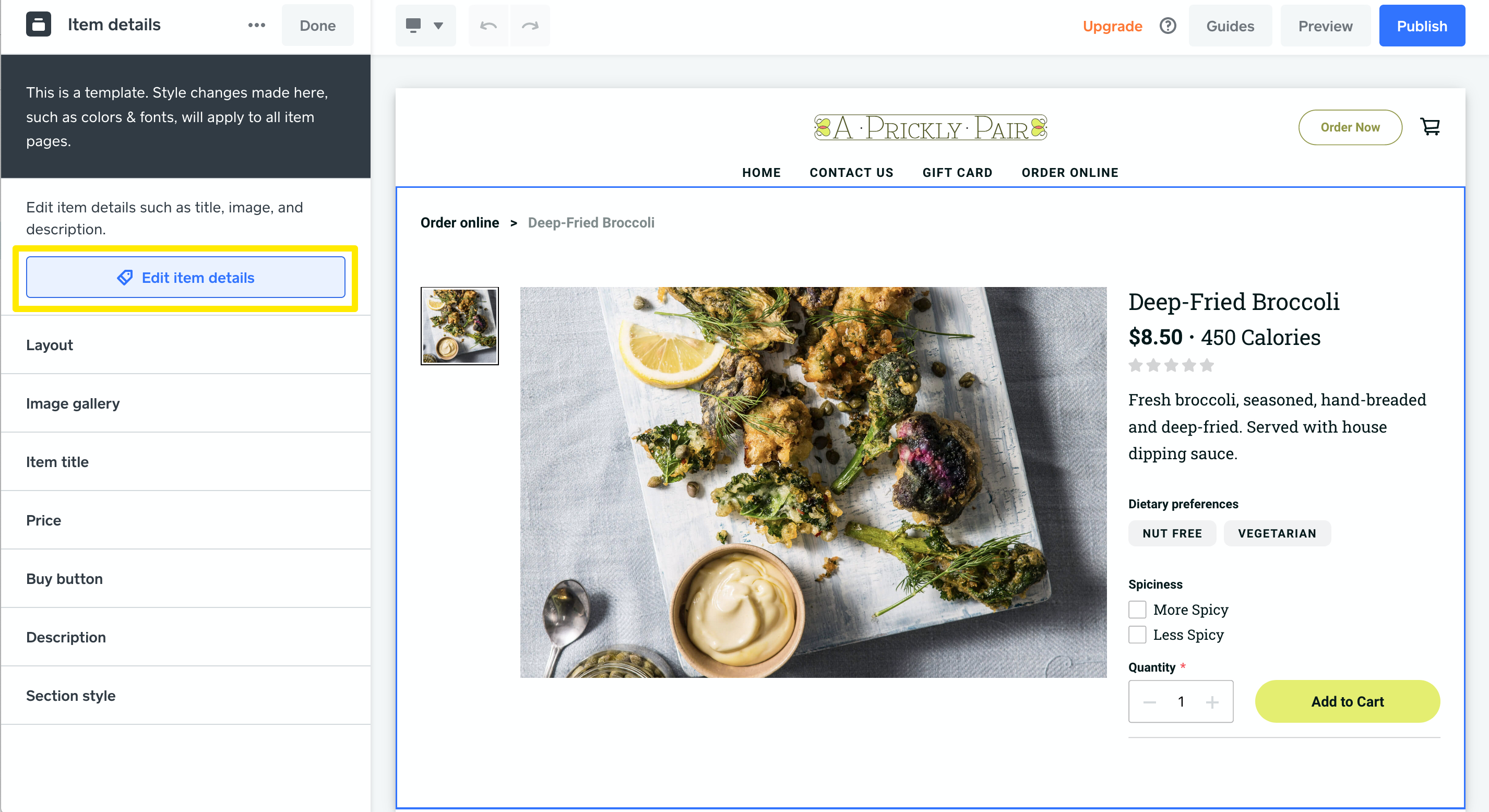 Add Items and Categories to Square Online in the Site Editor