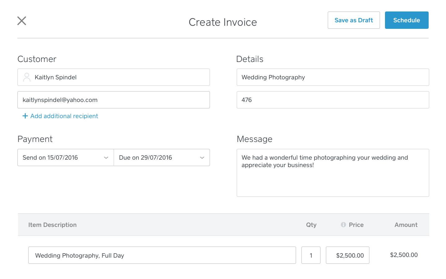 Create invoice