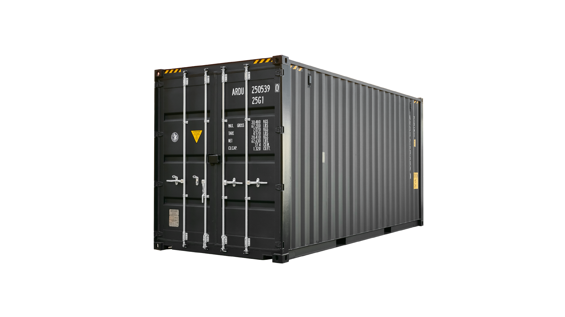 This photo is an new 20ft high cube container in black