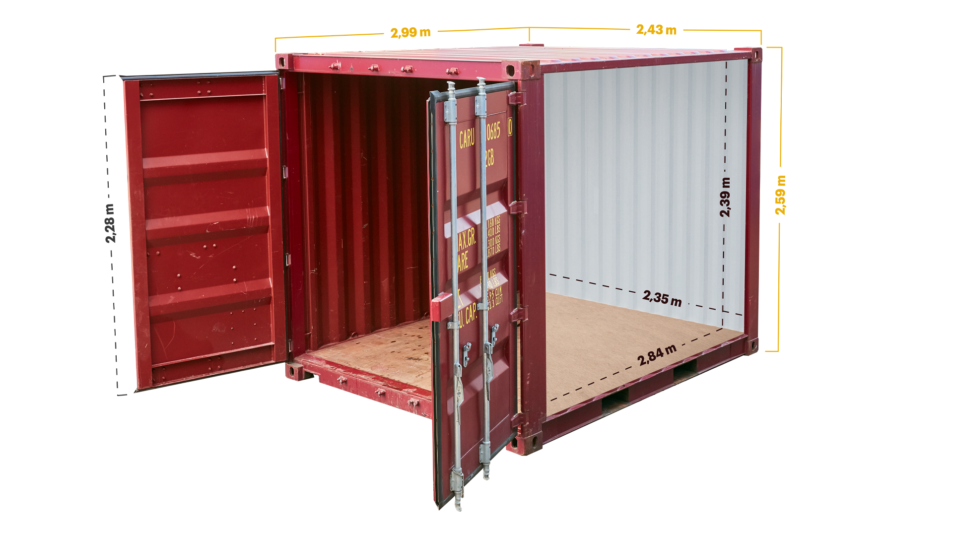 10ft container afmetingen