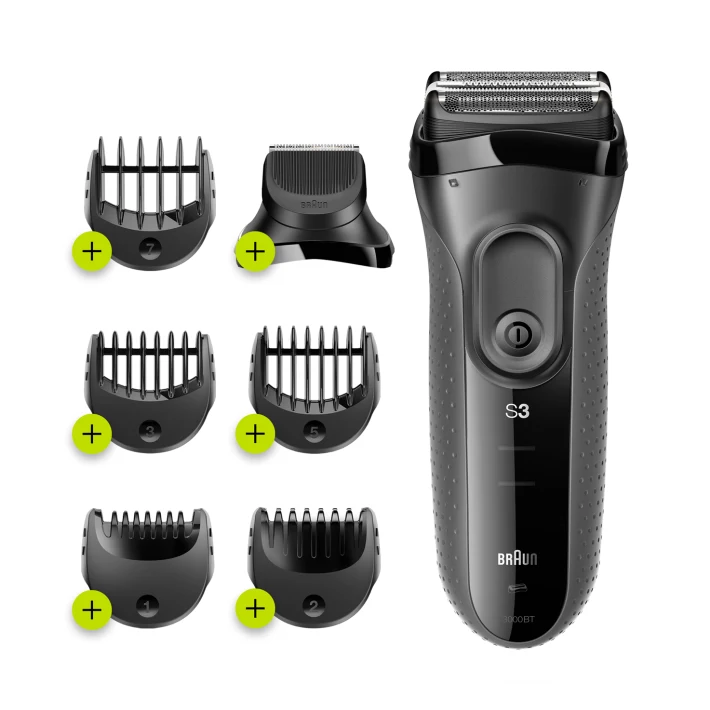 Braun Series 3 Shave&Style 3000BT 3-in-1 Electric Shaver, Razor for Men  with Precision Beard Trimmer and 5 Combs, Rechargeable and Cordless Shaver,  Black/Grey