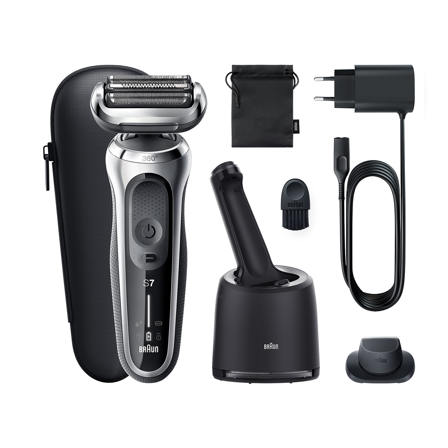 Braun Series 7 71-S7200cc Electric Shaver with Precision trimmer and  SmartCare center, Wet & Dry, Rechargeable, Cordless Foil Shaver, Silver
